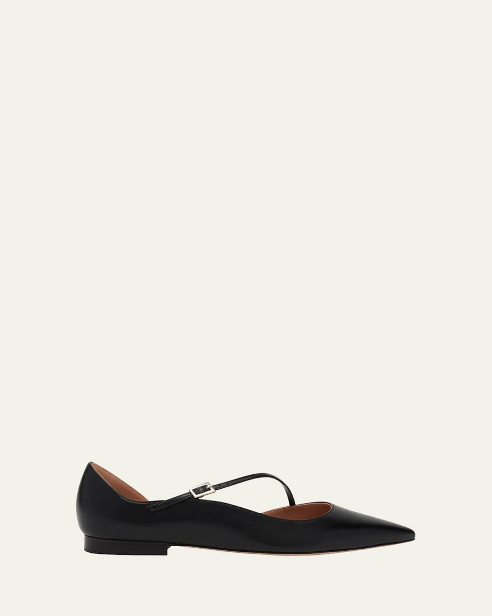 Bettina Nappa Leather Cross Strap Ballerina Flats